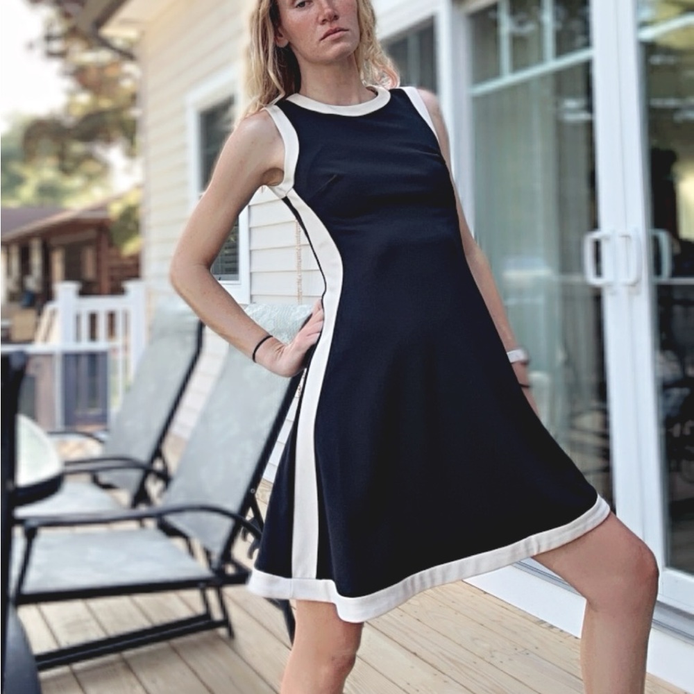 NWOT DKNY Skater Neutral Color Block Dress